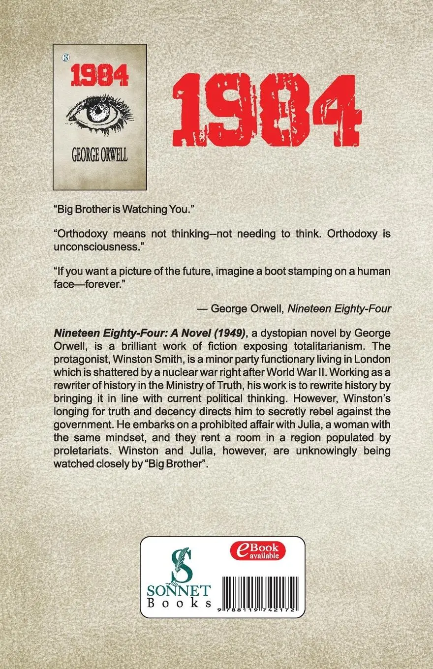 Rückseite: 9788119742172 | 1984 | George Orwell | Taschenbuch | Englisch | 2023 | Sonnet Books