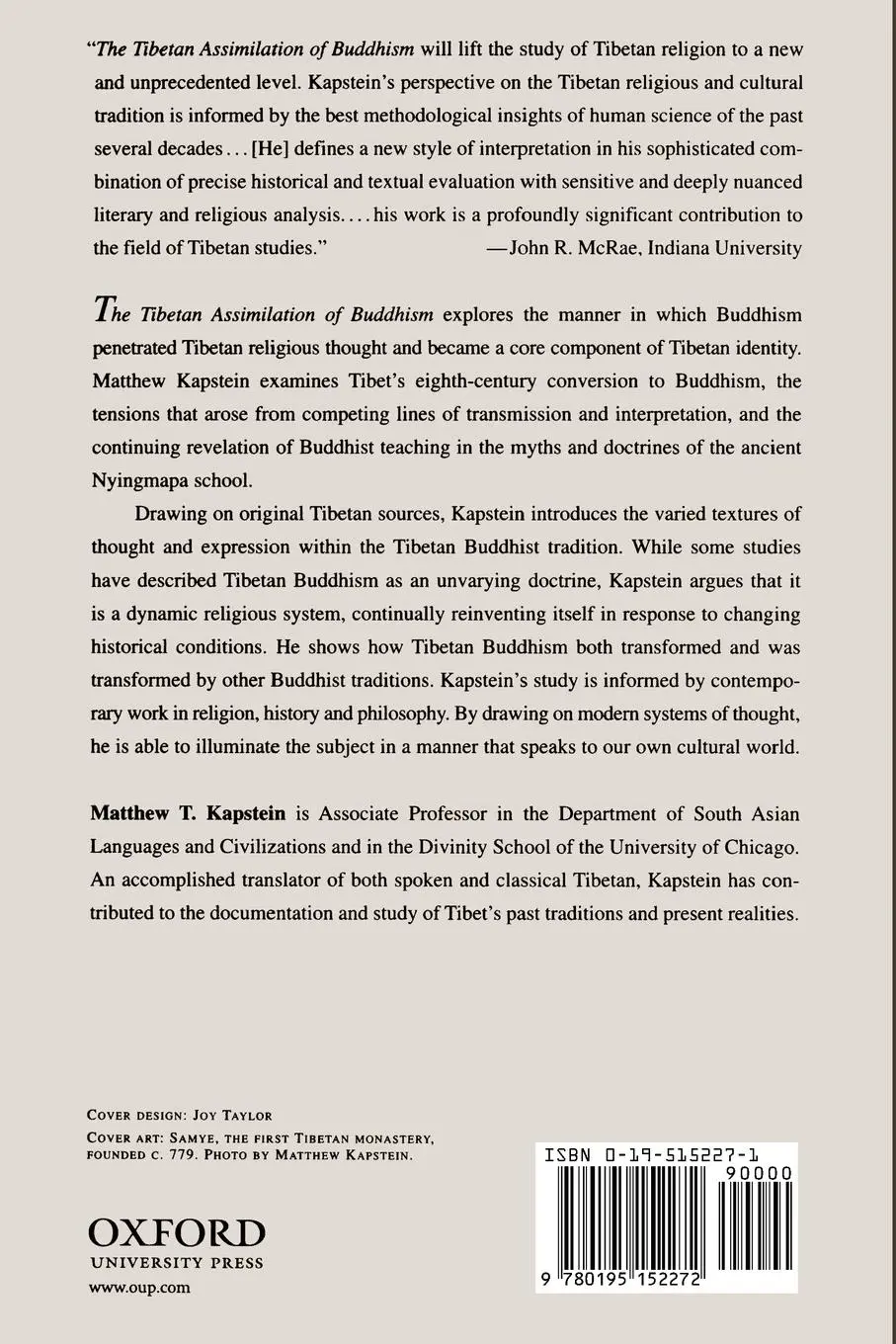 Rückseite: 9780195152272 | The Tibetan Assimilation of Buddhism | Matthew T. Kapstein | Buch