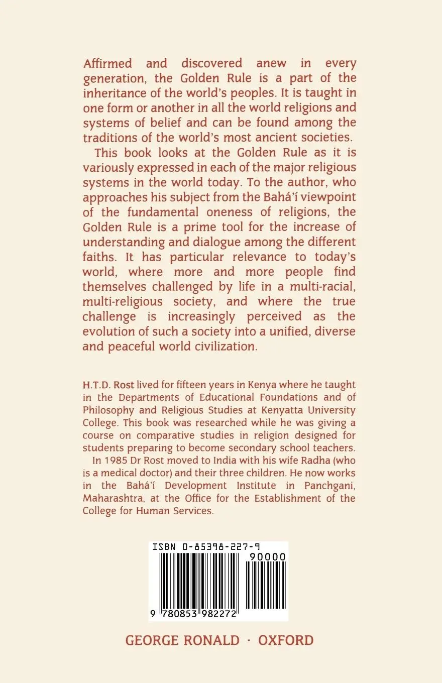Rückseite: 9780853982272 | The Golden Rule A Universal Ethic | H. T. D. Rost | Taschenbuch | 1986