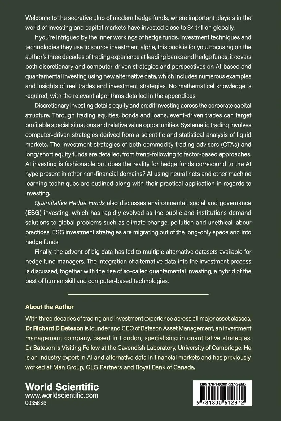 Rückseite: 9781800612372 | QUANTITATIVE HEDGE FUNDS | SYSTEMATIC | Richard D Bateson | Buch