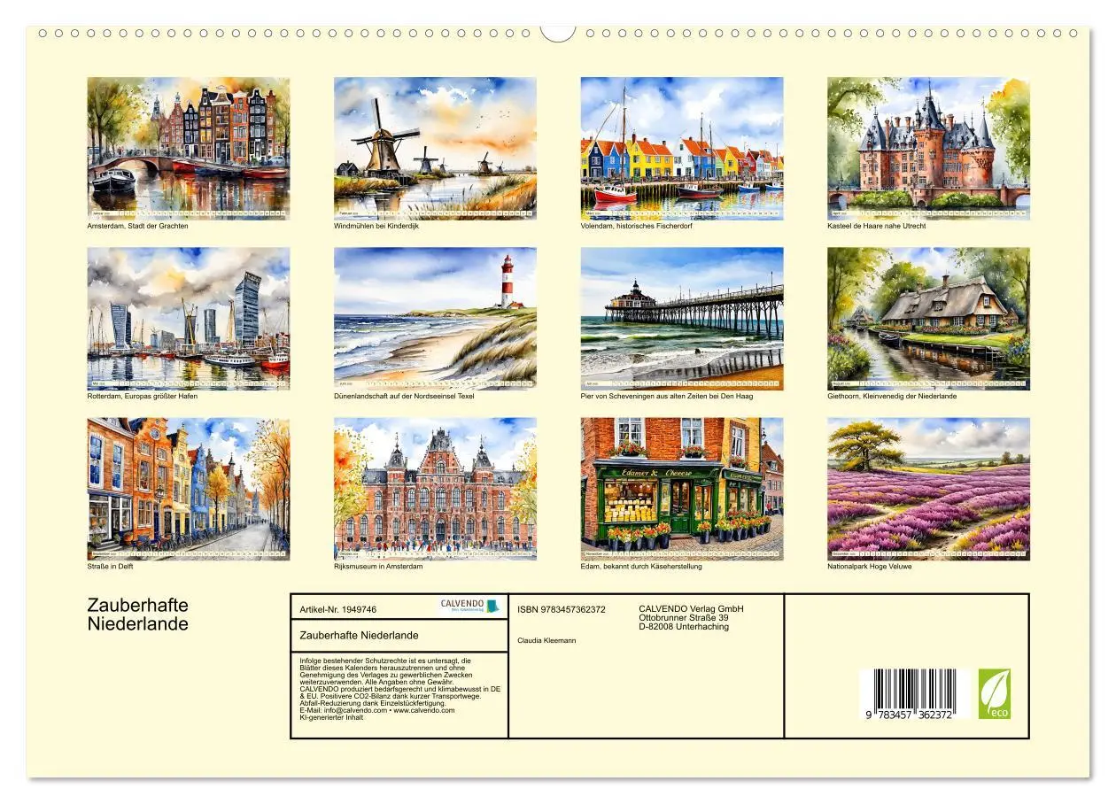 Bild: 9783457362372 | Zauberhafte Niederlande (hochwertiger Premium Wandkalender 2026 DIN...