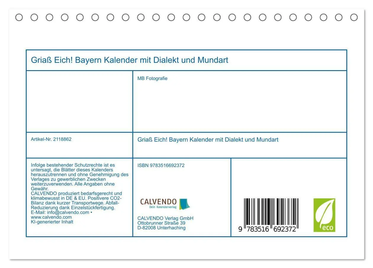 Bild: 9783516692372 | Griaß Eich! Bayern Kalender mit Dialekt und Mundart (Tischkalender...