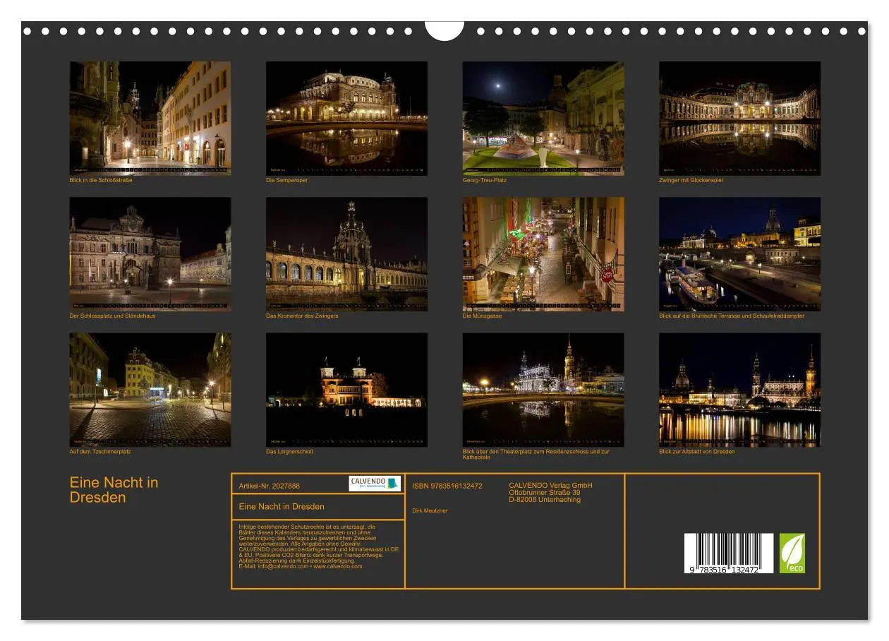 Bild: 9783516132472 | Eine Nacht in Dresden (Wandkalender 2026 DIN A3 quer), CALVENDO...