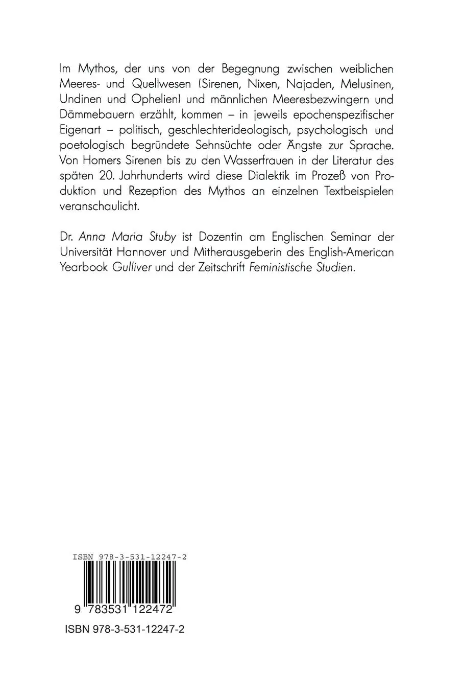 Rückseite: 9783531122472 | Liebe, Tod und Wasserfrau | Mythen des Weiblichen in der Literatur