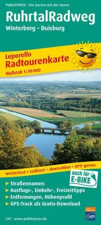 Cover: 9783899202472 | Ruhrtal-Radweg 1 : 50 000 | (Land-)Karte | Leporello Radwanderkarten