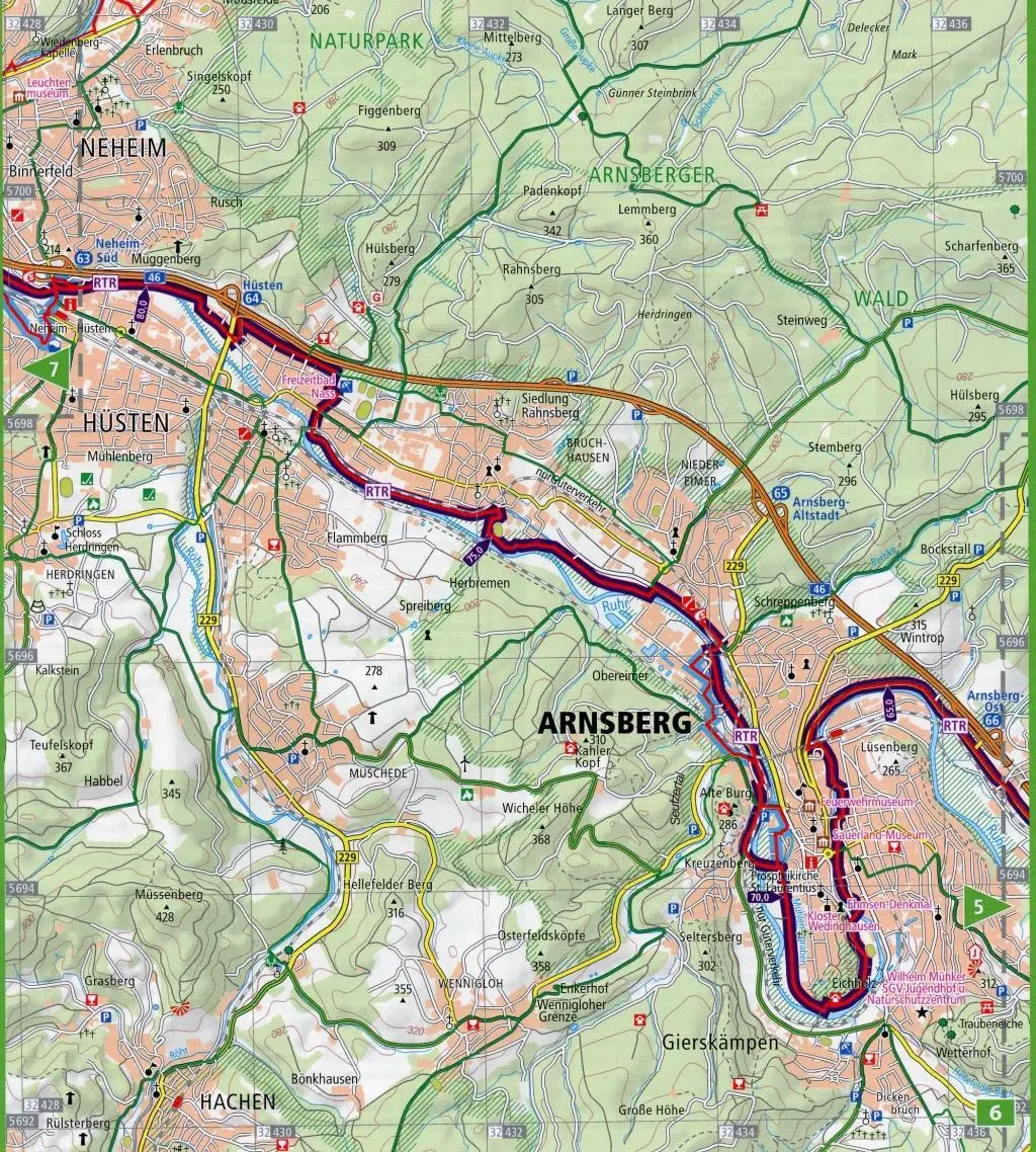Bild: 9783899202472 | Ruhrtal-Radweg 1 : 50 000 | (Land-)Karte | Leporello Radwanderkarten