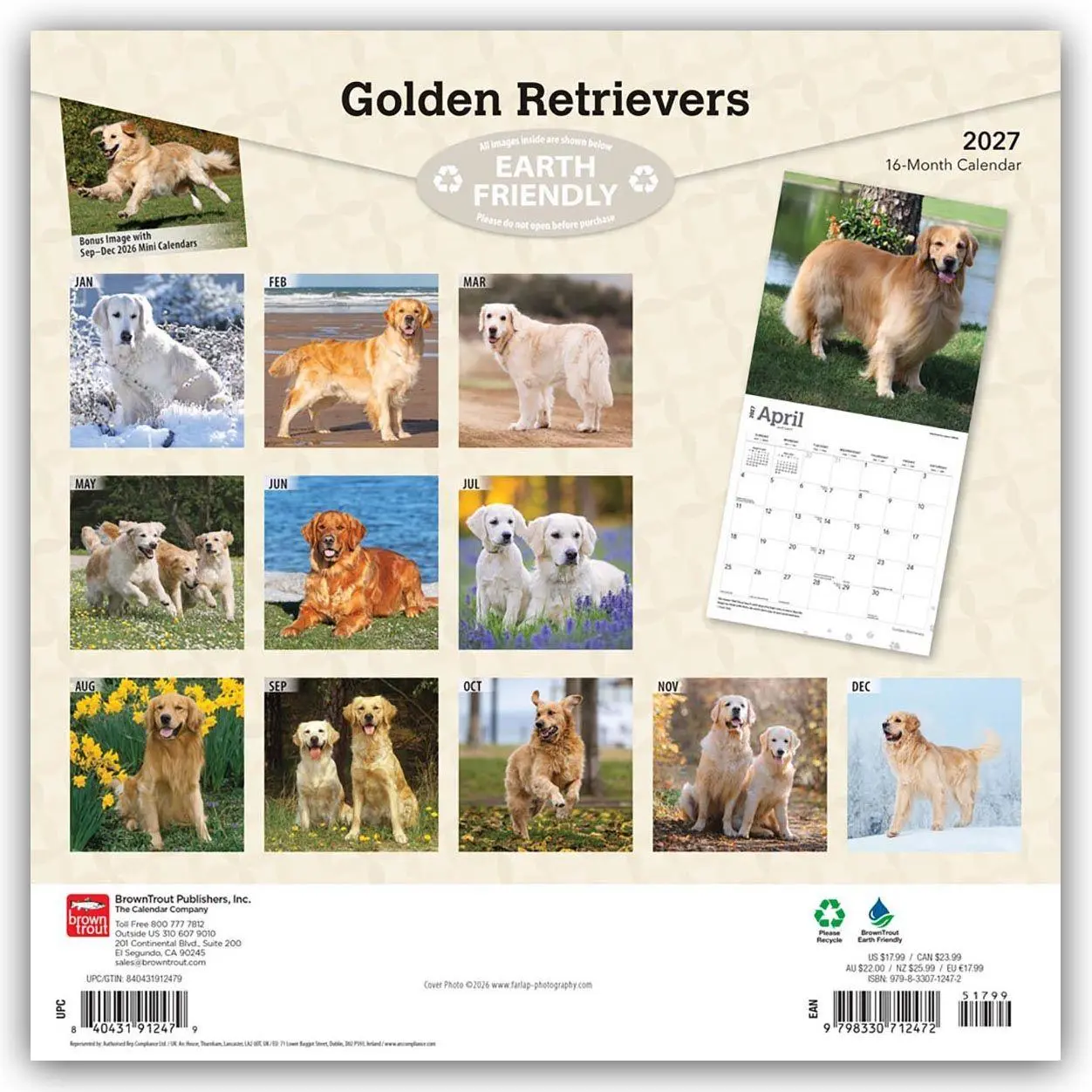 Rückseite: 9798330712472 | Golden Retrievers - Golden Retriever 2027 - 16-Monatskalender | 28 S.