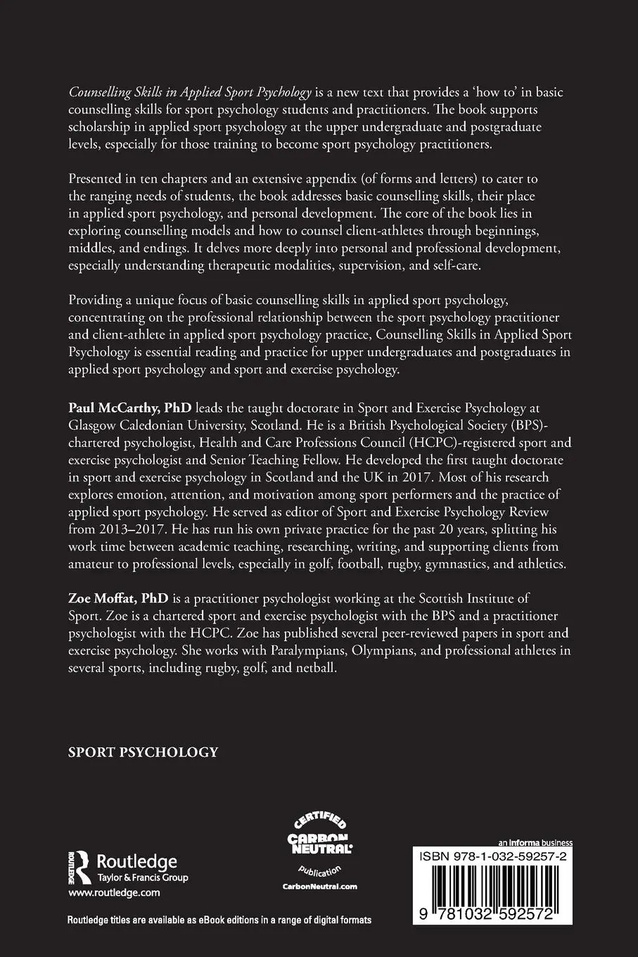 Rückseite: 9781032592572 | Counselling Skills in Applied Sport Psychology | Paul Mccarthy (u. a.)