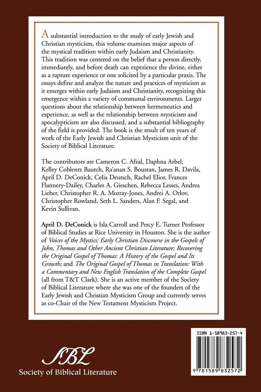 Rückseite: 9781589832572 | Paradise Now | Essays on Early Jewish and Christian Mysticism | Buch