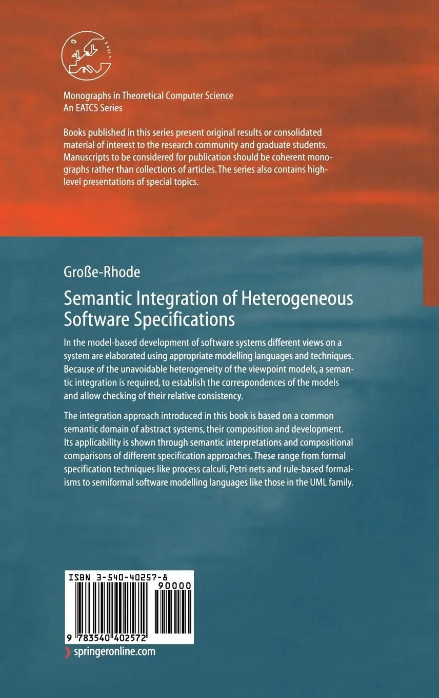 Rückseite: 9783540402572 | Semantic Integration of Heterogeneous Software Specifications | Buch
