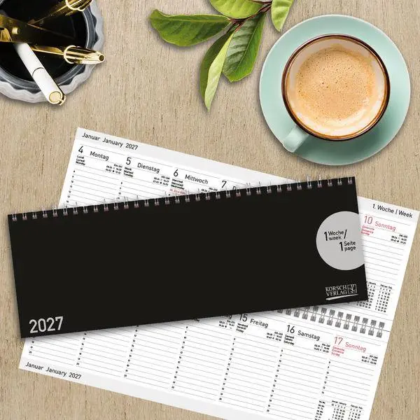 Bild: 9783819302572 | Tischquerkalender Classic Colourlux schwarz 2027 | Korsch Verlag