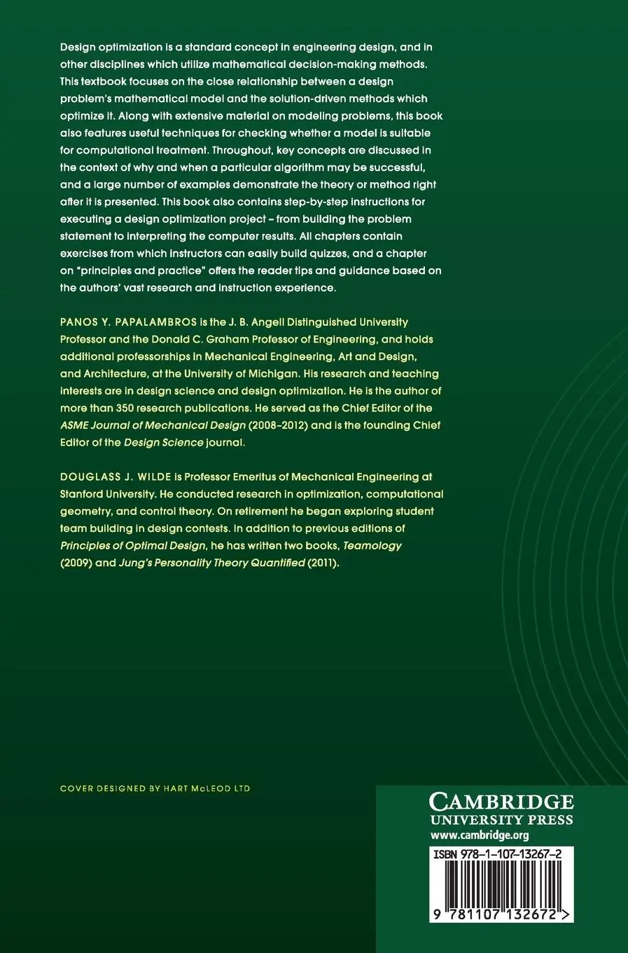 Rückseite: 9781107132672 | Principles of Optimal Design | Panos Y. Papalambros (u. a.) | Buch