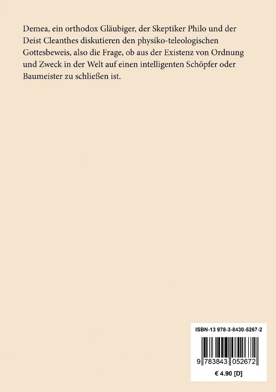 Rückseite: 9783843052672 | Dialoge über die natürliche Religion | David Hume | Taschenbuch | 2016