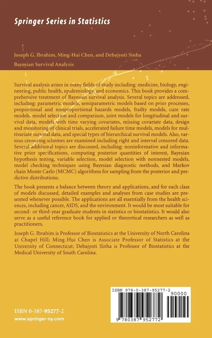Rückseite: 9780387952772 | Bayesian Survival Analysis | Joseph G. Ibrahim (u. a.) | Buch | xiv