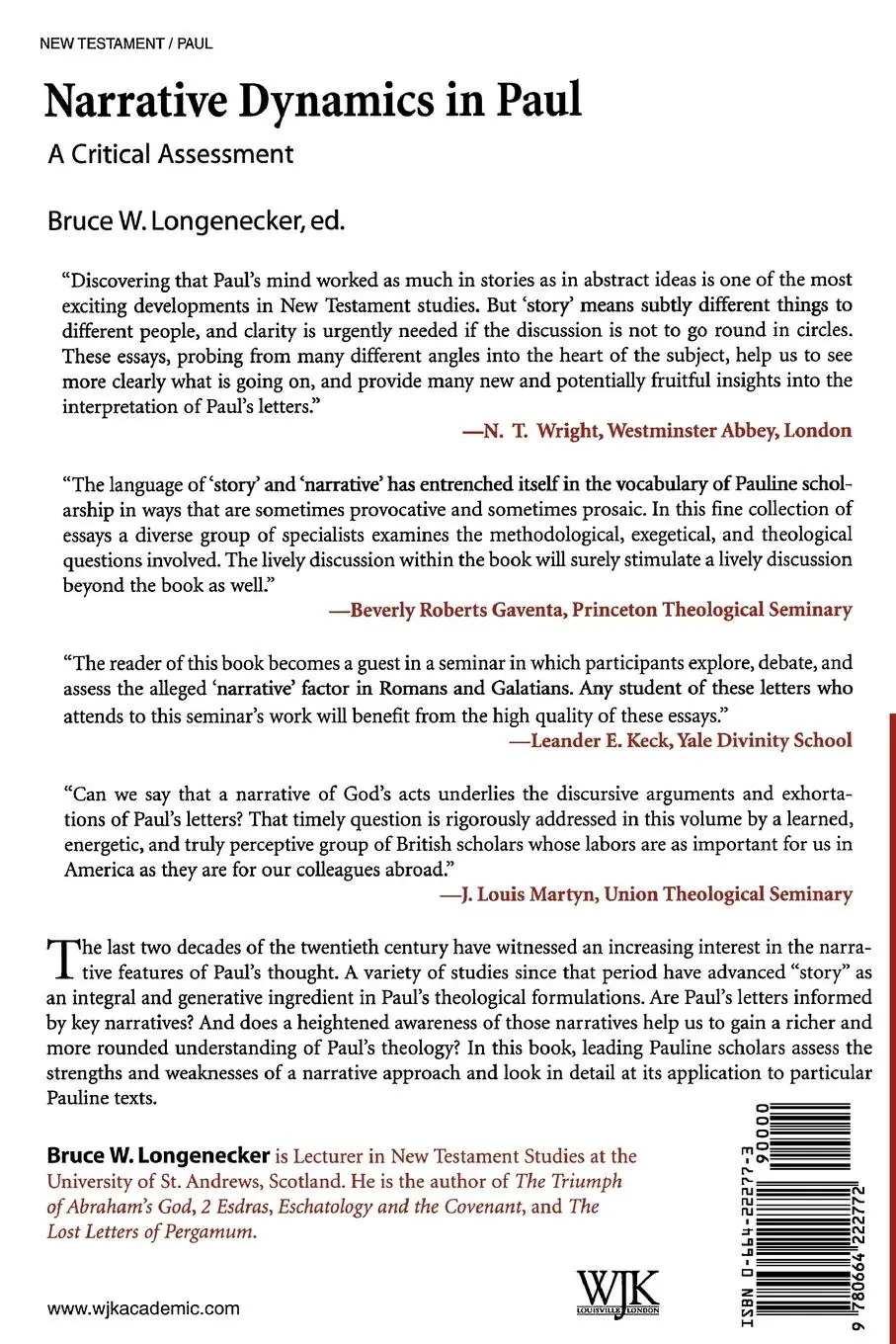 Rückseite: 9780664222772 | Narrative Dynamics in Paul | A Critical Assessment | Longenecker