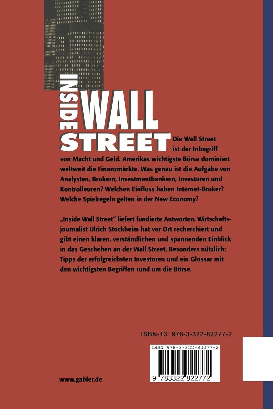 Rückseite: 9783322822772 | Inside Wall Street | Im Machtzentrum des Kapitalismus | Stockheim