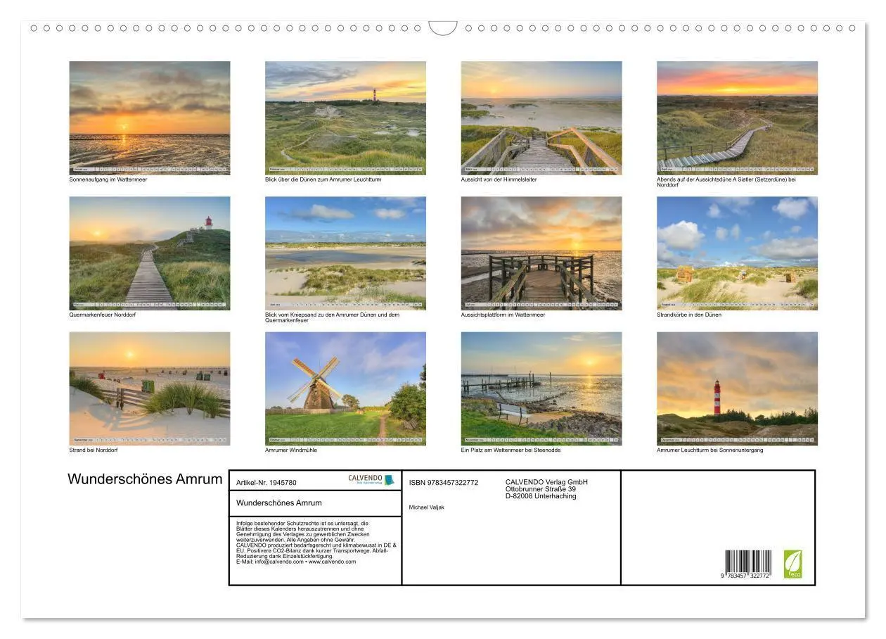 Bild: 9783457322772 | Wunderschönes Amrum (Wandkalender 2026 DIN A2 quer), CALVENDO...
