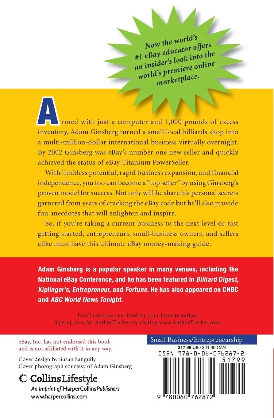 Rückseite: 9780060762872 | How to Buy, Sell, and Profit on eBay | Adam Ginsberg | Taschenbuch