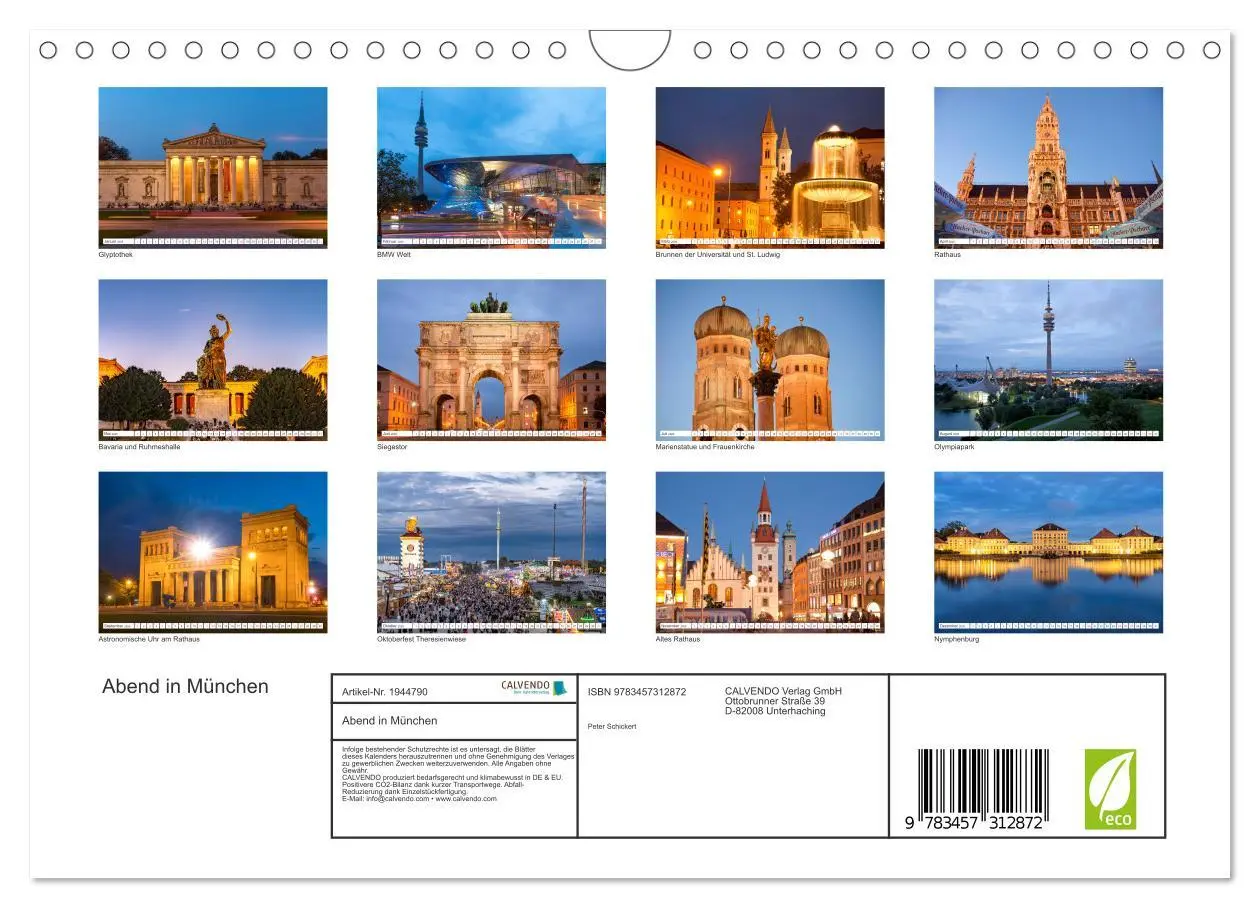 Bild: 9783457312872 | Abend in München (Wandkalender 2026 DIN A4 quer), CALVENDO...