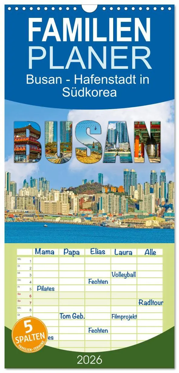 Cover: 9783516492972 | Familienplaner 2026 - Busan - Hafenstadt in Südkorea mit 5 Spalten...