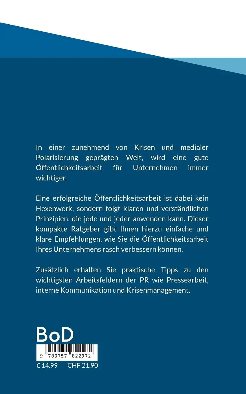 Rückseite: 9783757822972 | Öffentlichkeitsarbeit | Grundlagen und Praxis für Unternehmen | Buch