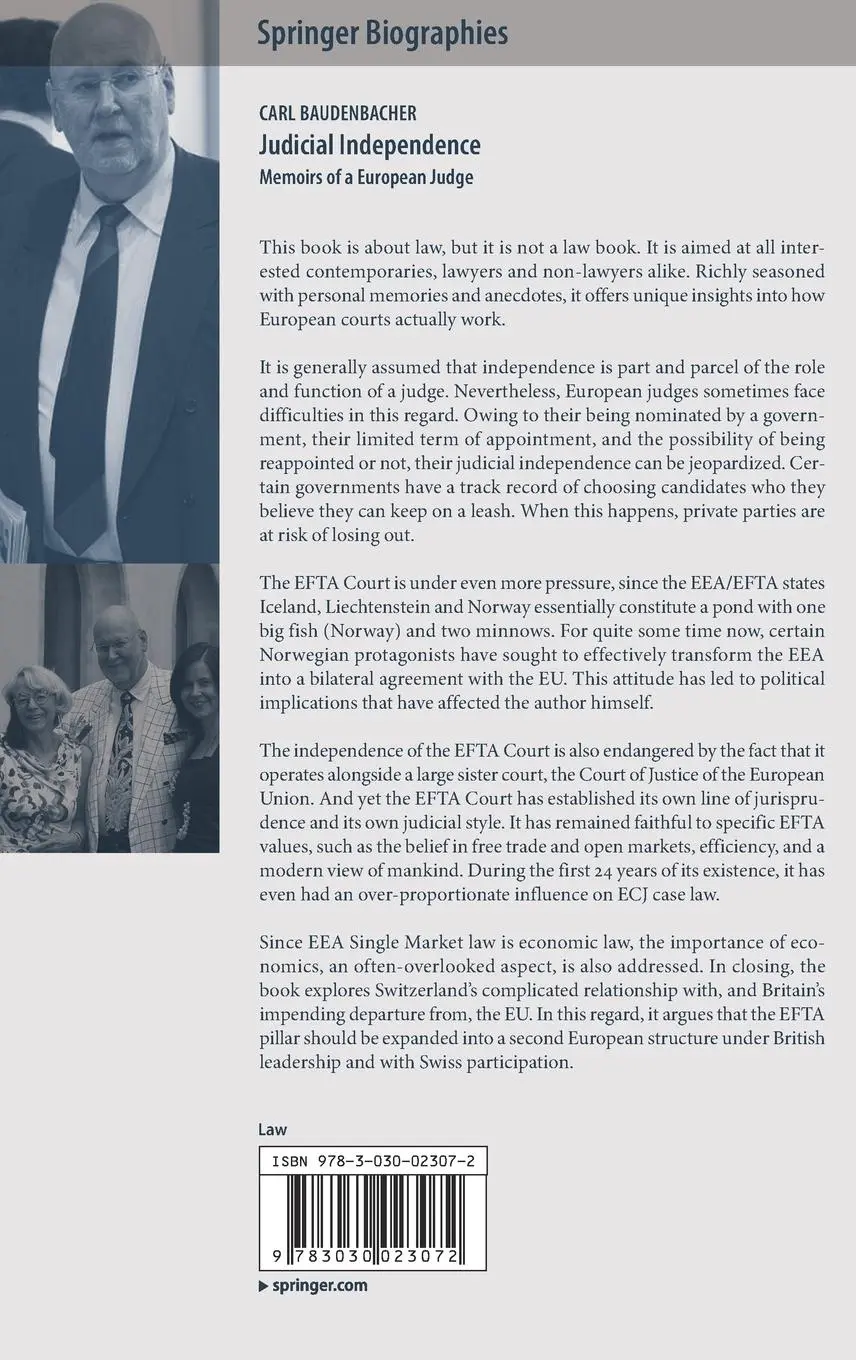 Rückseite: 9783030023072 | Judicial Independence | Memoirs of a European Judge | Baudenbacher