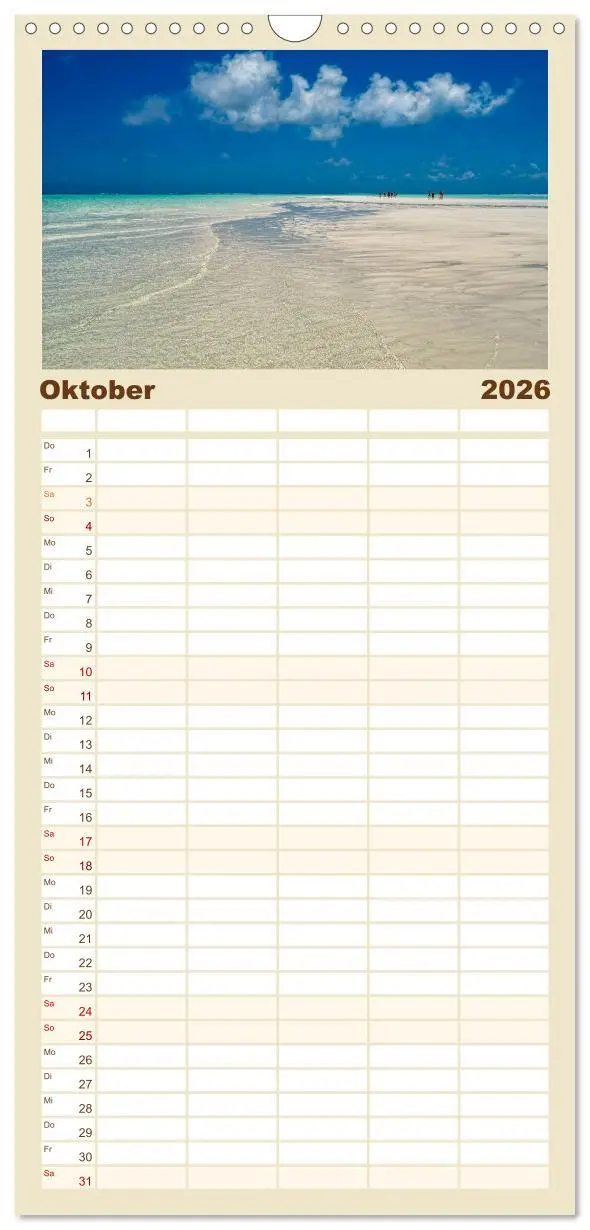 Bild: 9783516523072 | Familienplaner 2026 - Karibu Sansibar mit 5 Spalten (Wandkalender,...