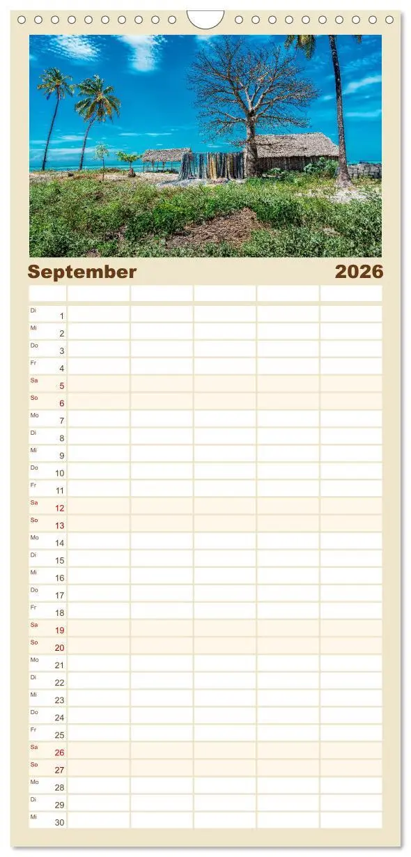 Bild: 9783516523072 | Familienplaner 2026 - Karibu Sansibar mit 5 Spalten (Wandkalender,...