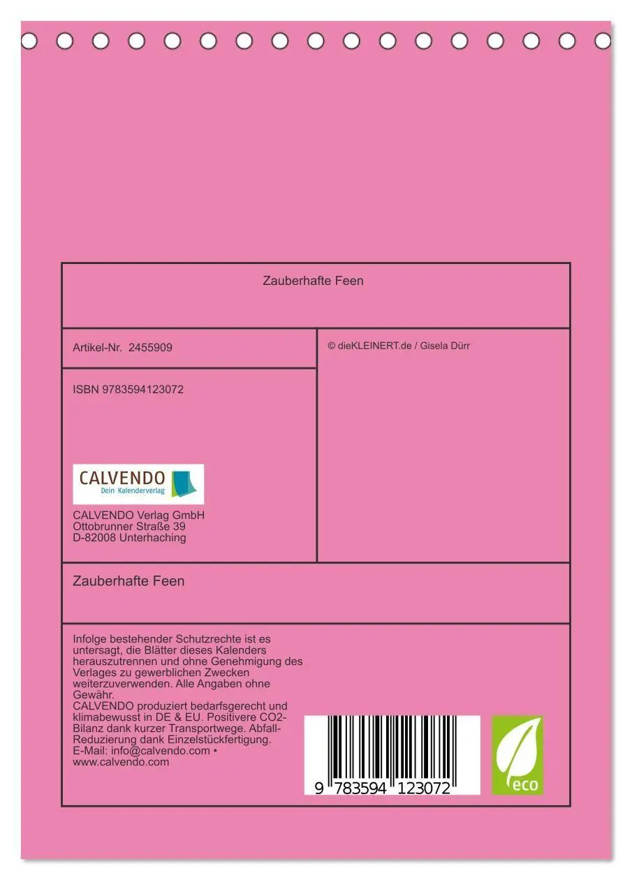 Bild: 9783594123072 | Zauberhafte Feen (Tischkalender 2027 DIN A5 hoch), CALVENDO...