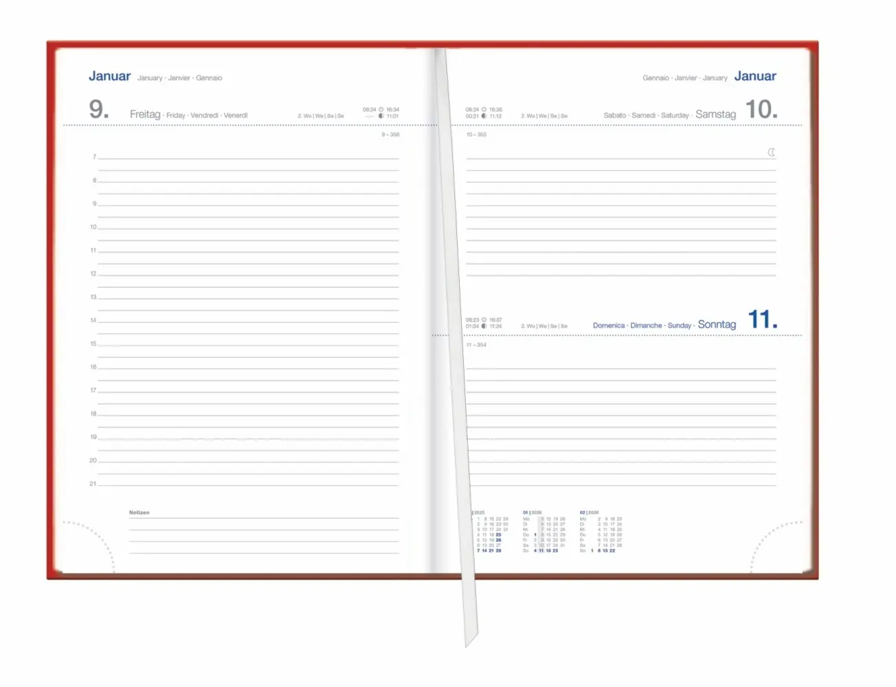 Bild: 9783756413072 | Tages-Cheftimer A5, rot 2026 | Heye | Buch | Bürokalender Heye | 2026