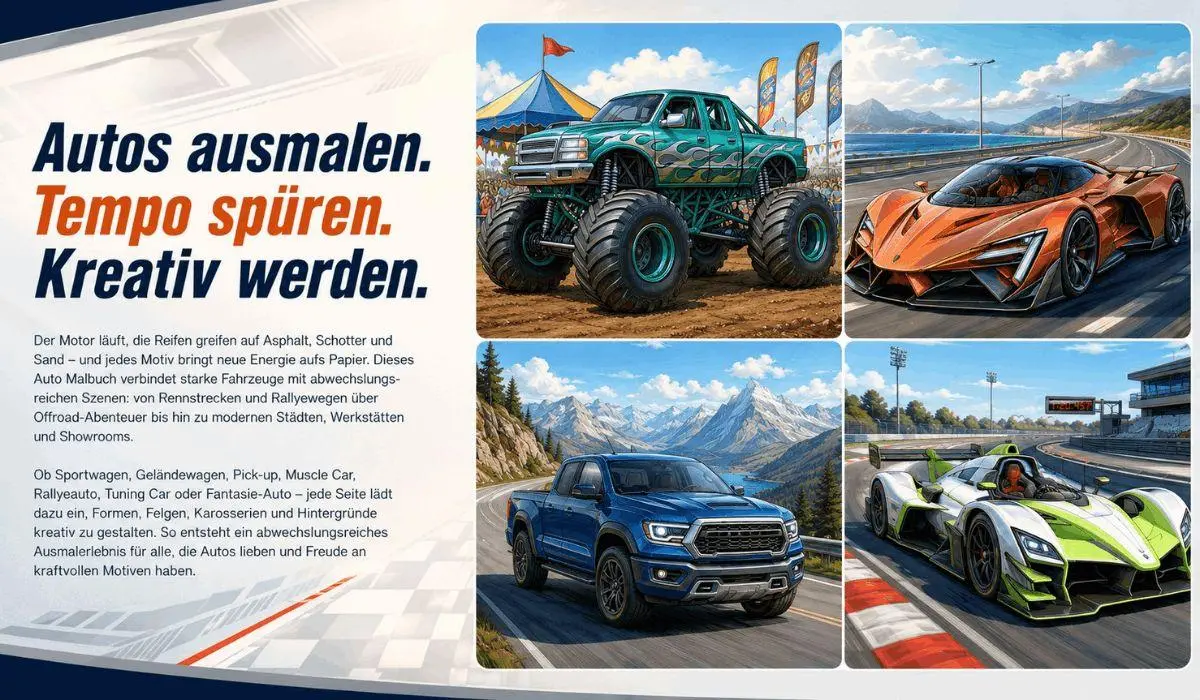 Bild: 9783986573072 | Das ultimative Auto Malbuch für Kinder und Erwachsene mit 70 coolen...