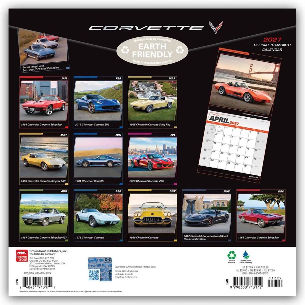 Rückseite: 9798330713172 | Corvette - Chevrolet Corvette 2027 - 16-Monatskalender | Publishers