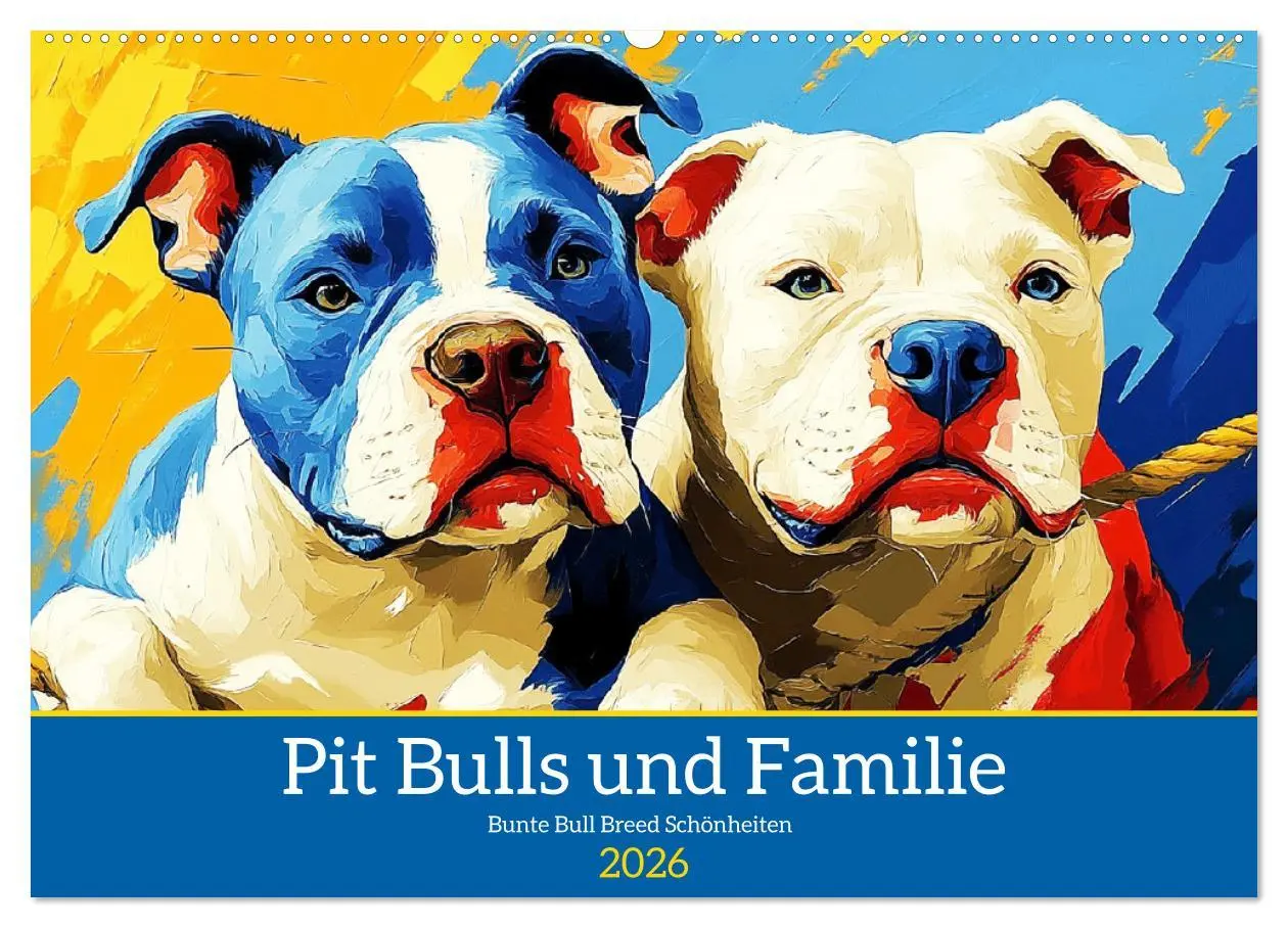 Cover: 9783457343272 | Pit Bulls und Familie. Bunte Bull Breed Schönheiten (Wandkalender...