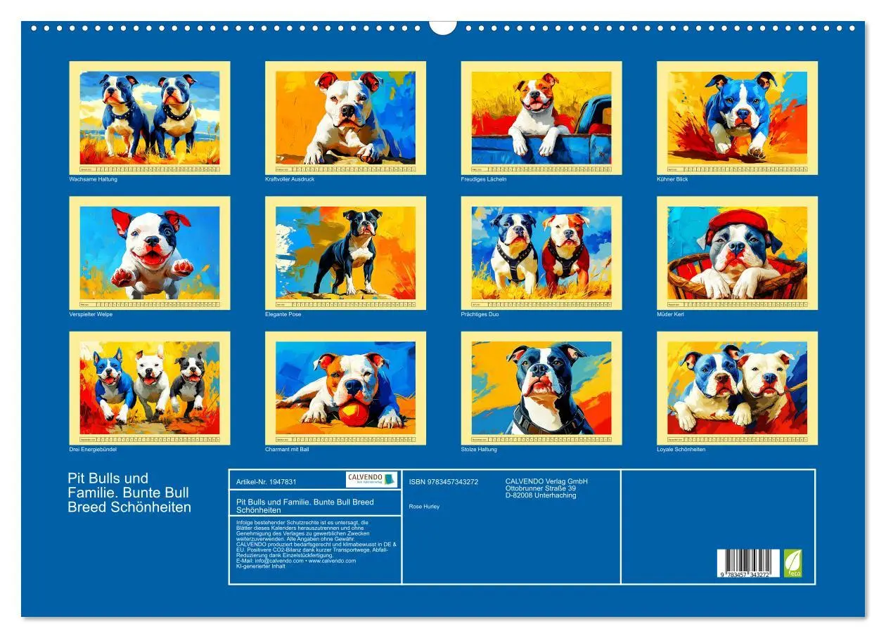Bild: 9783457343272 | Pit Bulls und Familie. Bunte Bull Breed Schönheiten (Wandkalender...
