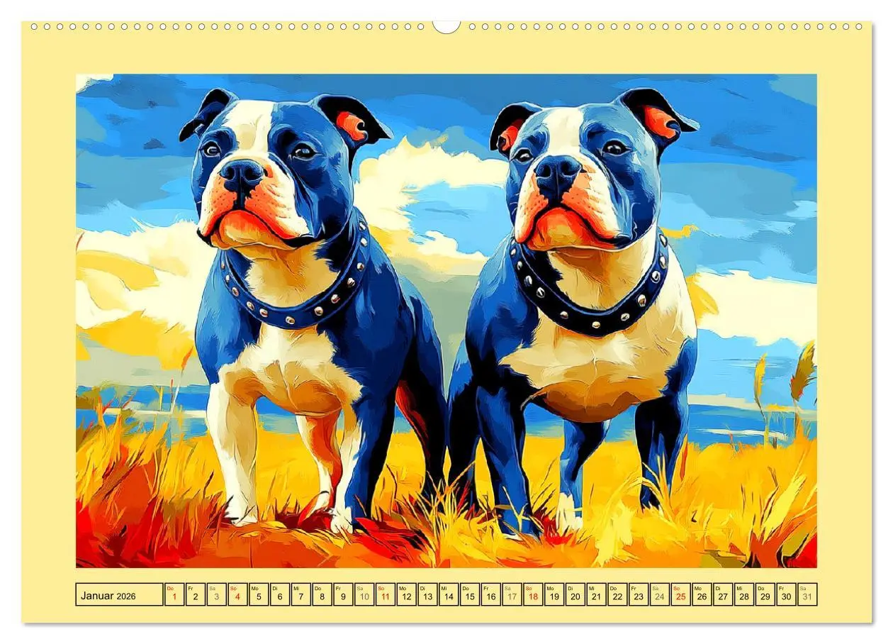 Bild: 9783457343272 | Pit Bulls und Familie. Bunte Bull Breed Schönheiten (Wandkalender...