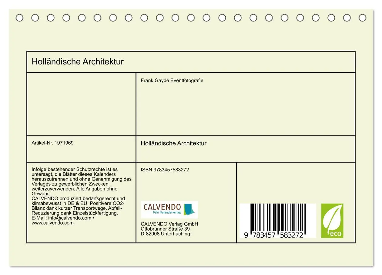Bild: 9783457583272 | Holländische Architektur (Tischkalender 2026 DIN A5 quer), CALVENDO...
