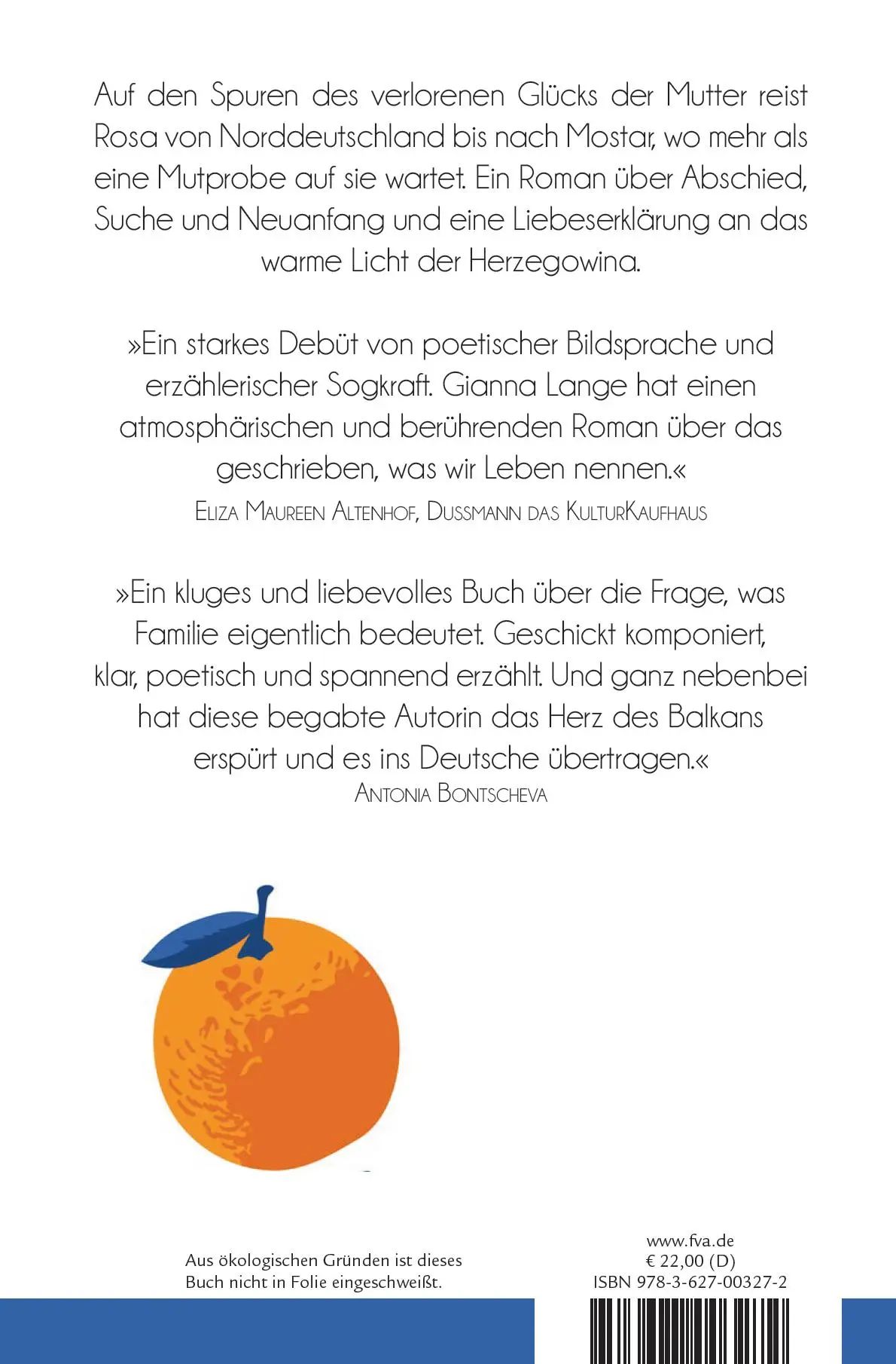 Rückseite: 9783627003272 | Und dann springen wir | Gianna Lange | Buch | Debütromane in der FVA