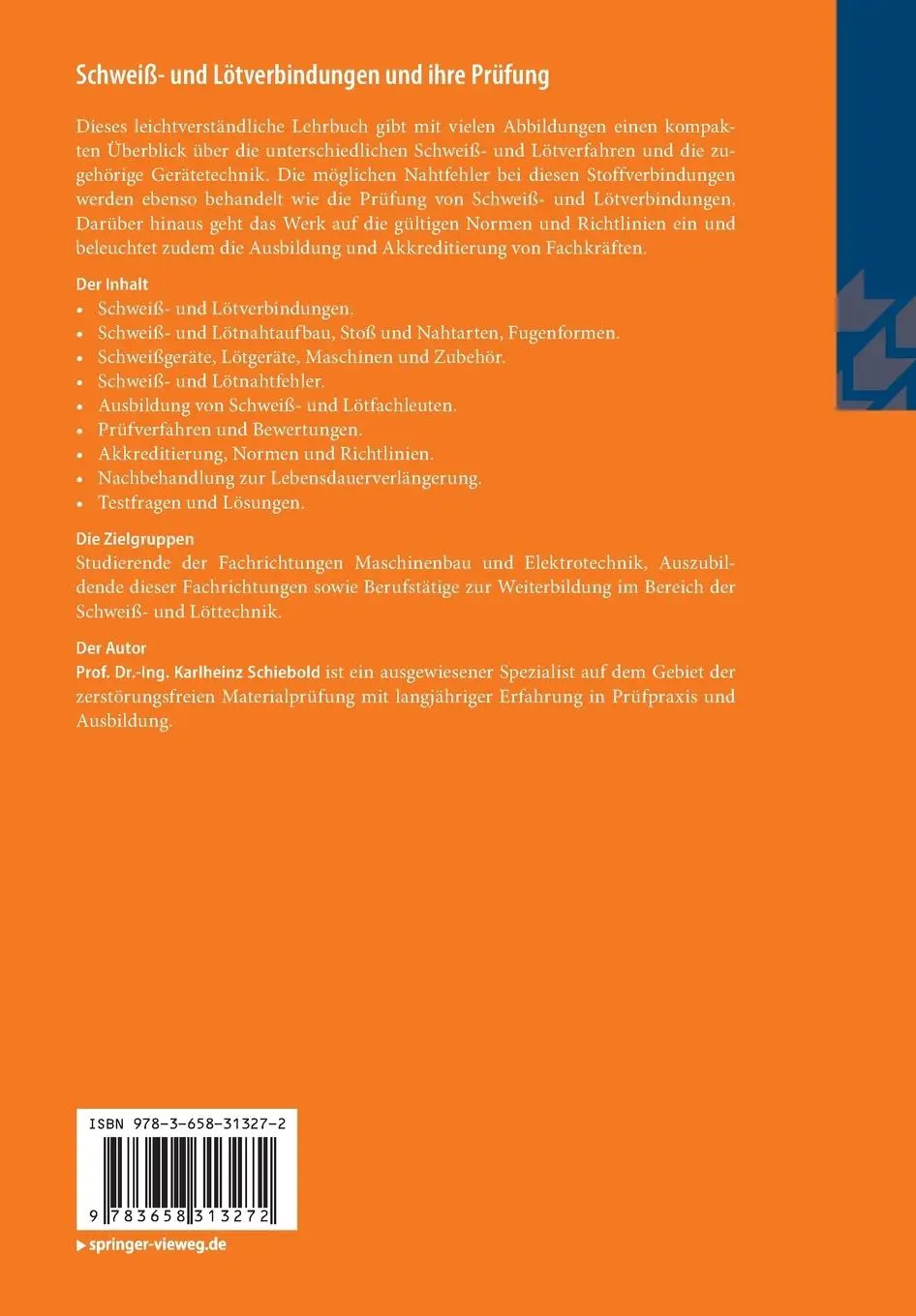 Rückseite: 9783658313272 | Schweiß- und Lötverbindungen und ihre Prüfung | Karlheinz Schiebold