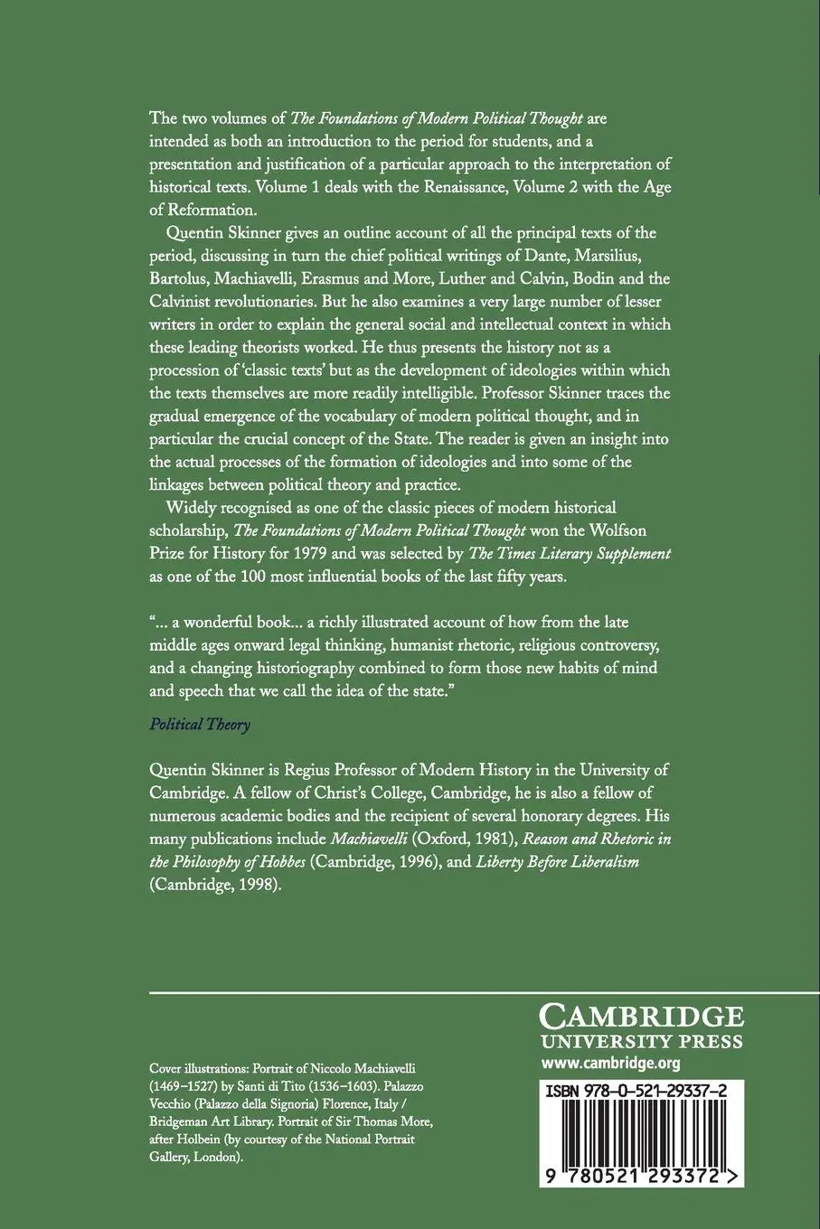 Rückseite: 9780521293372 | The Foundations of Modern Political Thought | Quentin Skinner | Buch