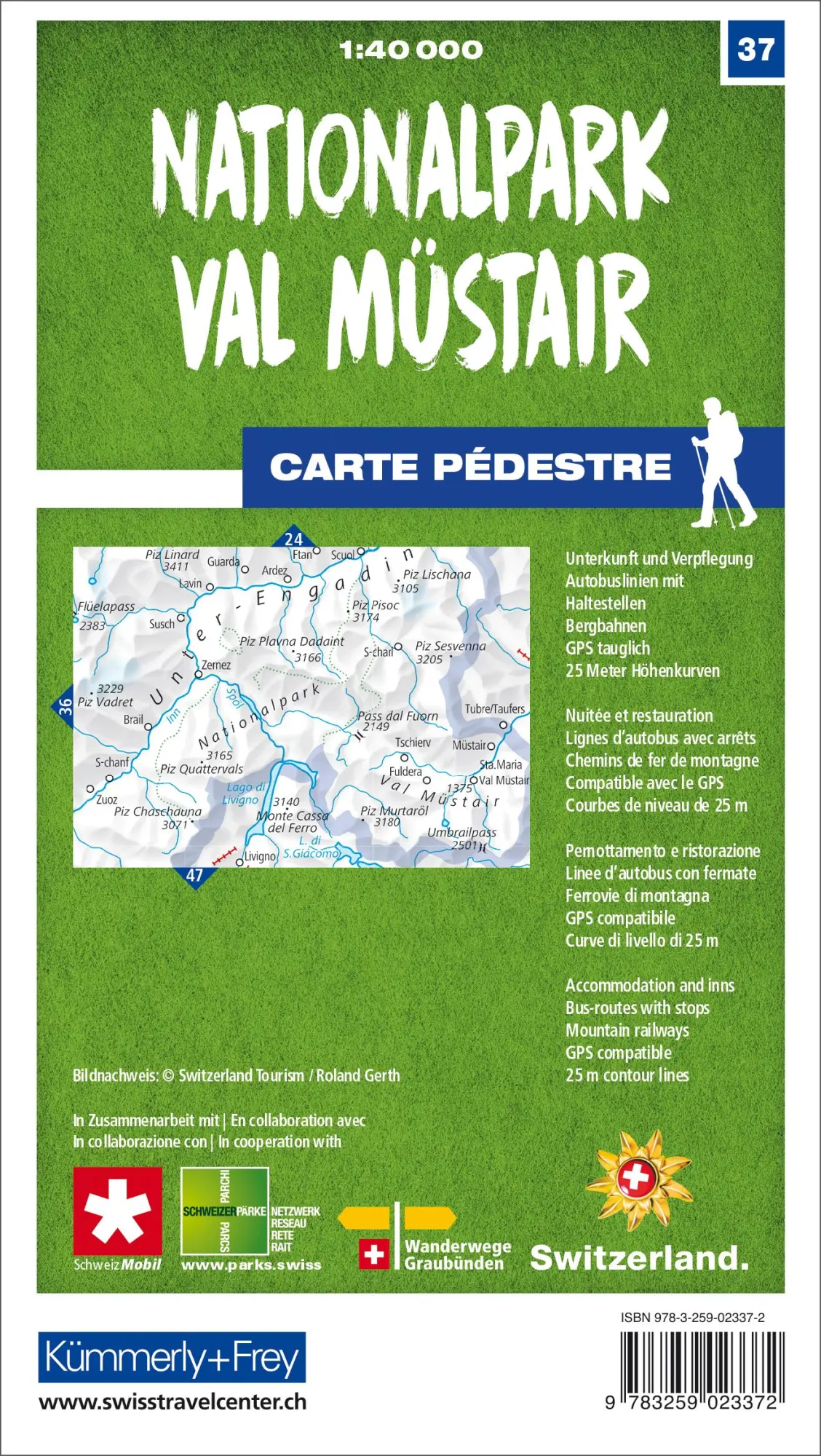 Rückseite: 9783259023372 | Nationalpark - Val Müstair 37 Wanderkarte 1:40 000 matt laminiert