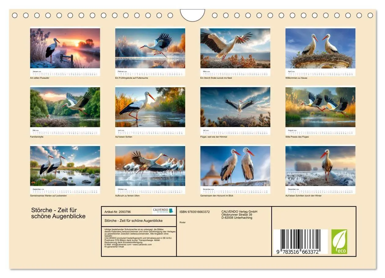Bild: 9783516663372 | Störche - Zeit für schöne Augenblicke (Wandkalender 2026 DIN A4...