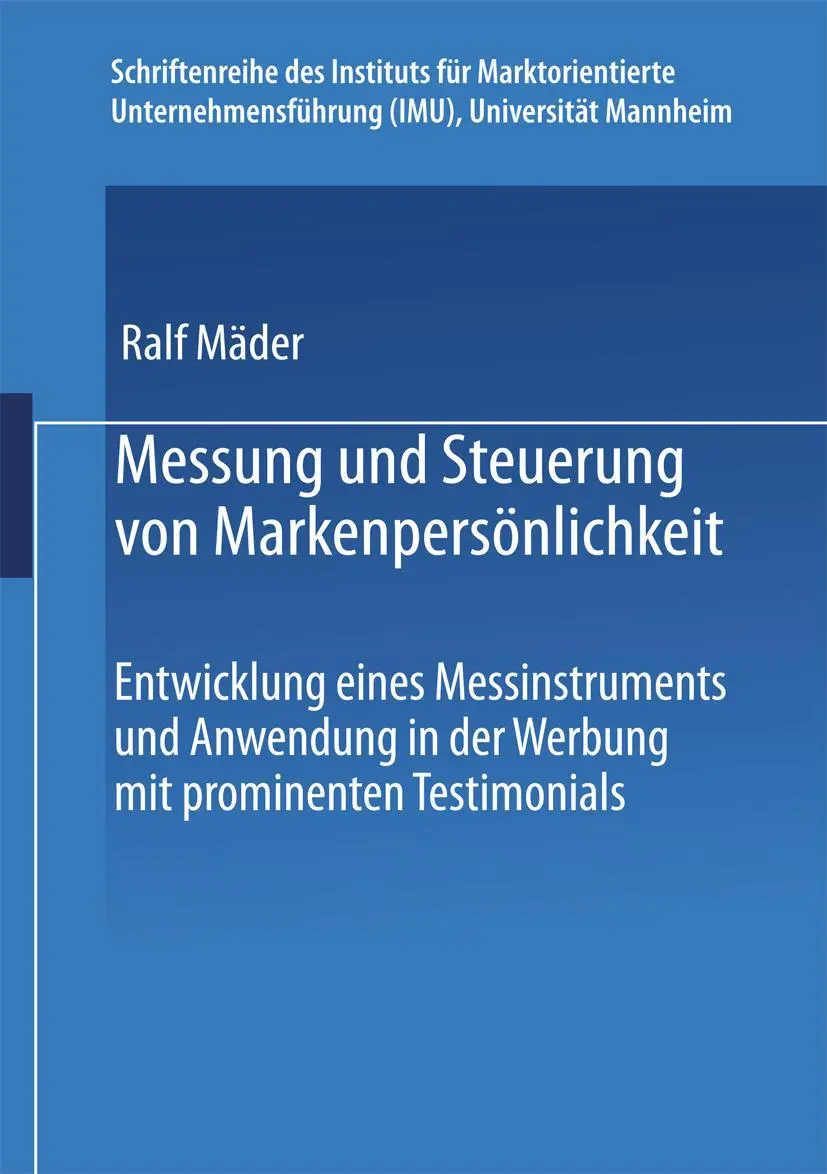Cover: 9783824483372 | Messung und Steuerung von Markenpersönlichkeit | Ralf Mäder | Buch