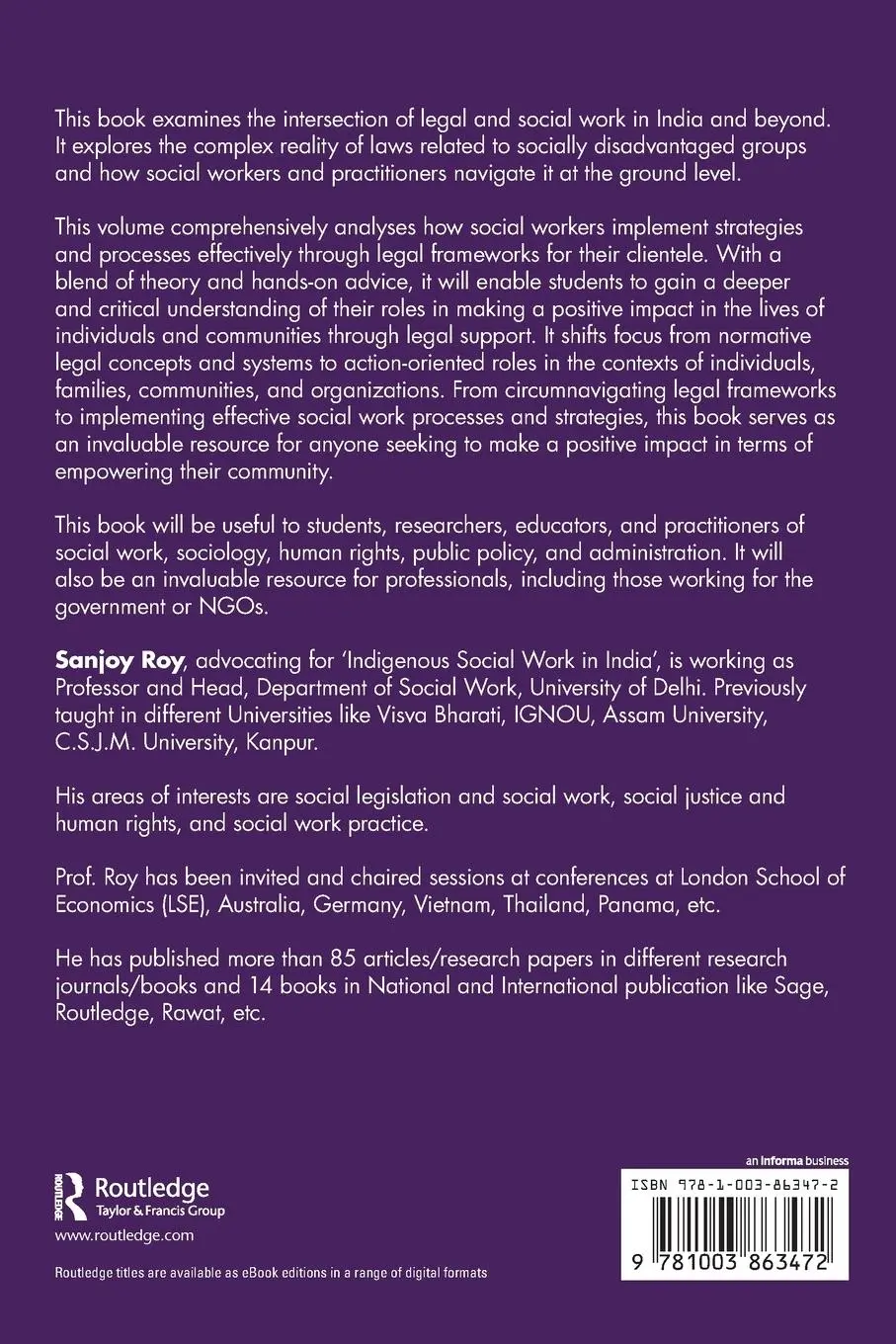 Rückseite: 9781003863472 | Law for Social Workers | Understanding to Praxis | Sanjoy Roy | Buch