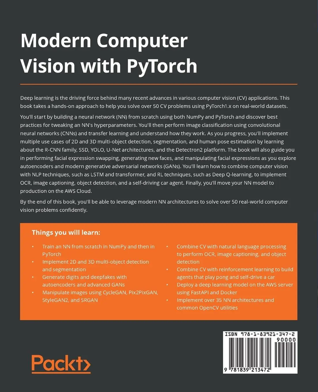 Rückseite: 9781839213472 | Modern Computer Vision with PyTorch | V Kishore Ayyadevara (u. a.)