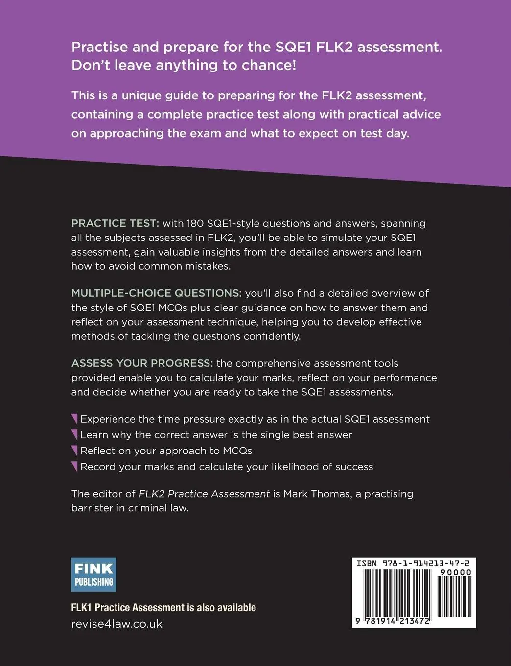 Rückseite: 9781914213472 | Revise SQE FLK2 Practice Assessment | Mark Thomas | Taschenbuch | 2023