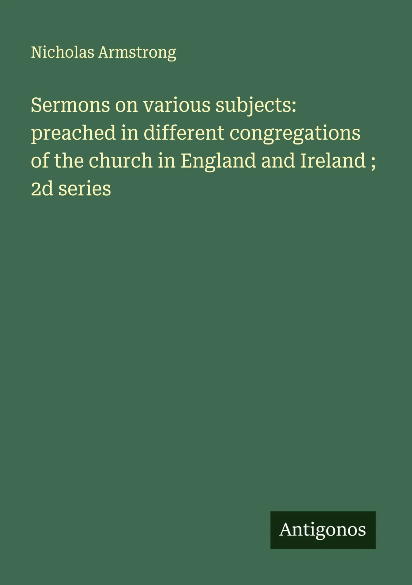 Cover: 9783388023472 | Sermons on various subjects: preached in different congregations of...