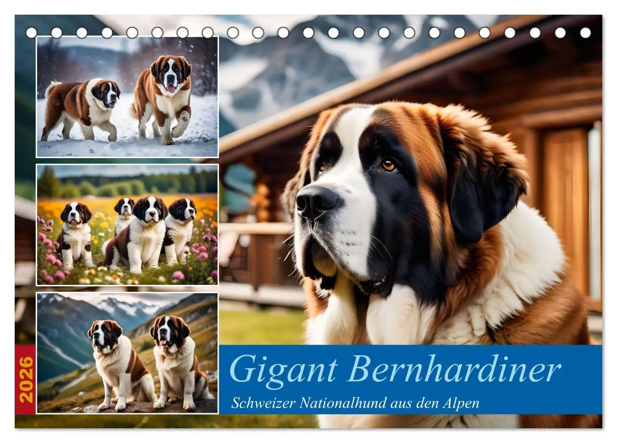Cover: 9783457323472 | Gigant Bernhardiner (Tischkalender 2026 DIN A5 quer), CALVENDO...