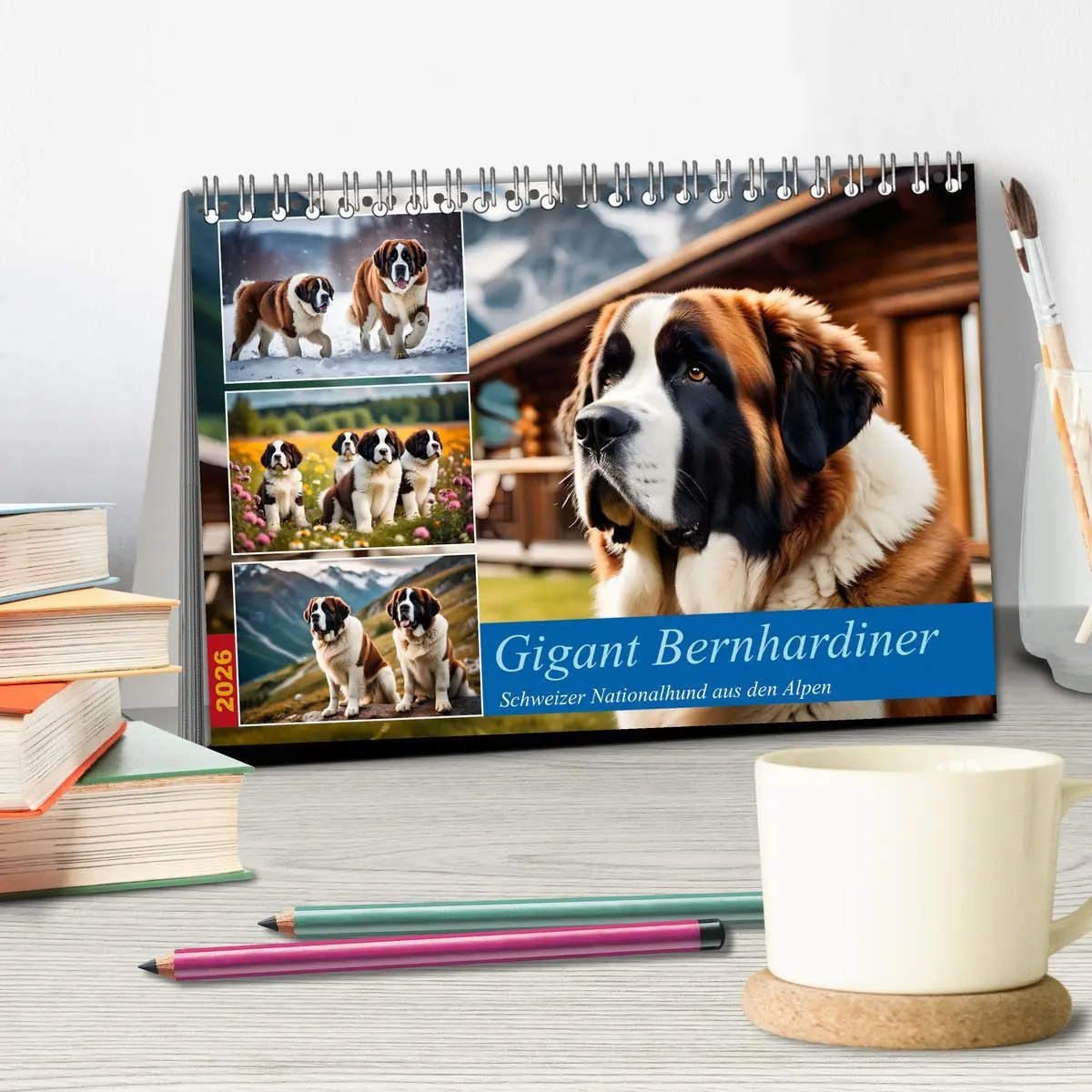 Bild: 9783457323472 | Gigant Bernhardiner (Tischkalender 2026 DIN A5 quer), CALVENDO...