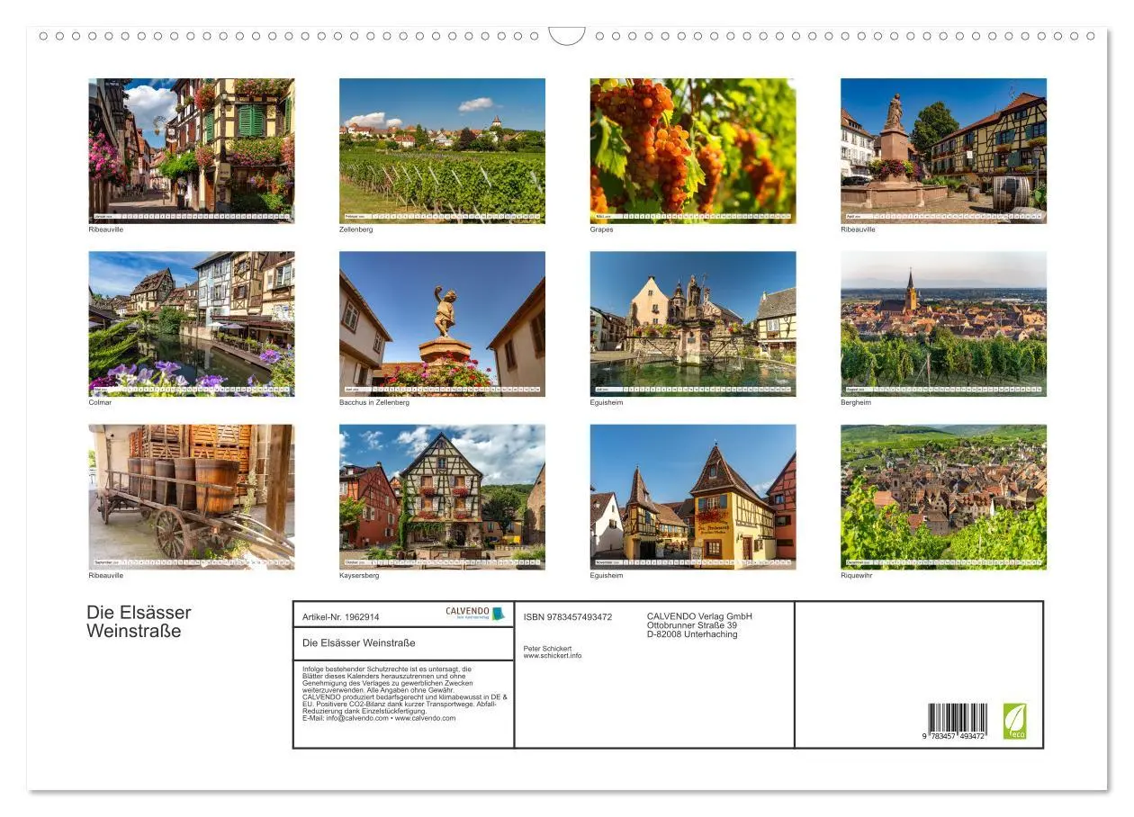 Bild: 9783457493472 | Die Elsässer Weinstraße (Wandkalender 2026 DIN A2 quer), CALVENDO...