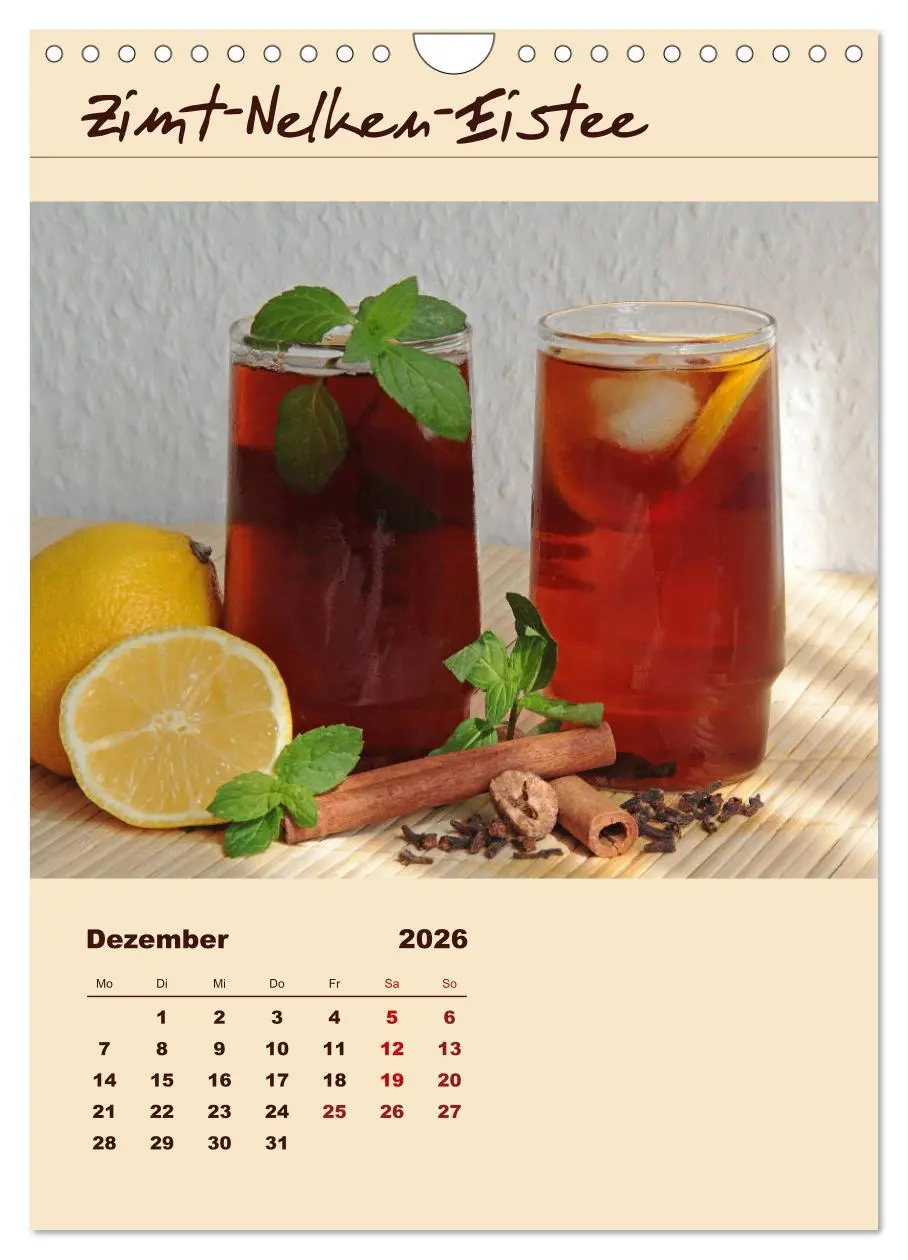 Bild: 9783516413472 | Erfrischender Eistee - Rezeptideen (Wandkalender 2026 DIN A4 hoch),...